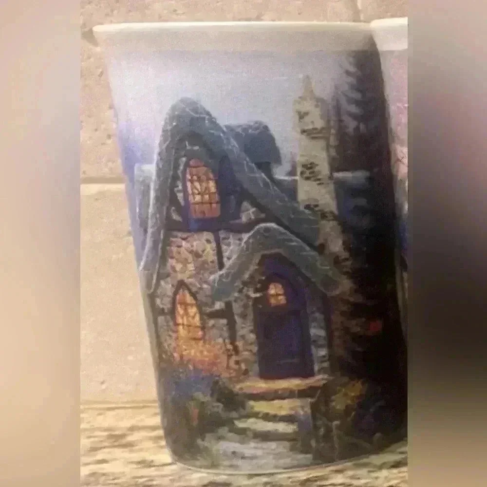 Vintage Thomas Kinkade Coffee Set - 5 Coffee Mugs and Serving Tray